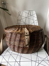 Vintage Wicker Fishing Creel Basket Foraging Trout Mushrooms large
