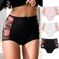3 Pack Sexy Womens High Waist Panties Underwear Vintage Floral Knicker Lingeries