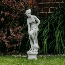 Venus in Bath Woman Figurine Stone Figure Statue 75cm 19kg White Concrete Frost Proof