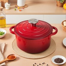 Cast Iron Dutch Pot With Lid Non-Stick Enamelled Pot Oven Safe up to 260°C/500°F