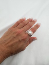 Sterling Silver 925 Pearl Ring. Size Q.