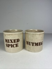 Vintage Kiln Craft Ceramic Pot x 2 - Nutmeg Mixed Spice - 1970s Country Cottage