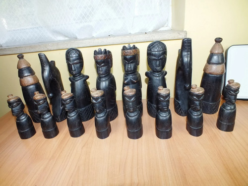 African chess pieces vintage - african,