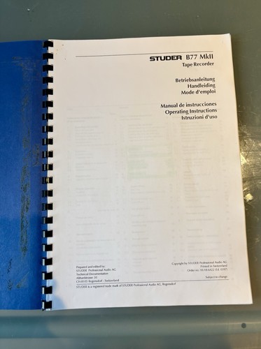 Operating instructions revox - operating,