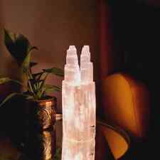 Selenite Twin Tower Lamp