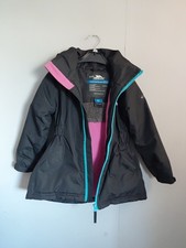 Kids Tresspass Waterproof Coat Black With Pink And Blue Details Aged 3-4