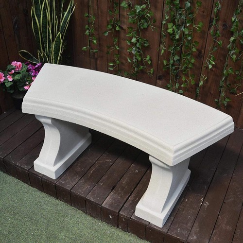 Sandstone curved garden bench - sandstone,
