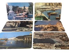 MCM Placemats 9x10 Vtg Cork Backed Vacation Sites Set Of 6 Sturdy