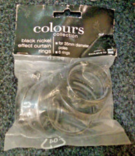 COLOURS B&Q Black Nickel Effect Curtain Rings 6 Pack Suits 35mm Diameter Pole