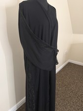 Black open abaya with lace