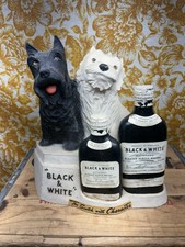 Black & White Scotch Whiskey Dog Bar Advertising Display Statue with Flasks VHTF