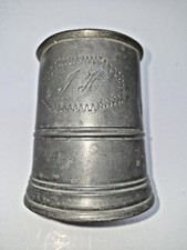 Antique Pewter drinking Tankard Initials J.H ? I.H ? 1 Pint set/ theatre prop