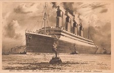 RMS OLYMPIC AT SEA ~ WHITE STAR LINE ~ ARTIST IMAGE  ~ circa 1910-1920s