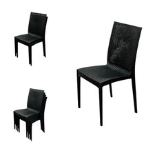 Black rattan garden - black, chairs