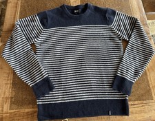 Women’s Finisterre Navy and White Striped Jumper. Size 14 Pre-Owned VGC