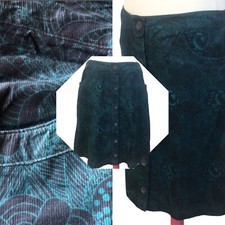 Mantaray Faithful & True Green Black Floral Pin Cord Button Through Skirt Uk 12 