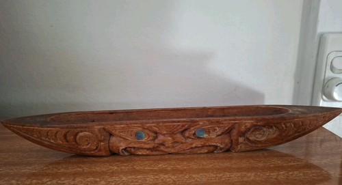 Vintage carved wooden waka - carved,