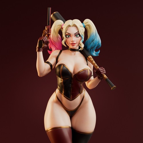 Painted harley quinn statue - quinn,