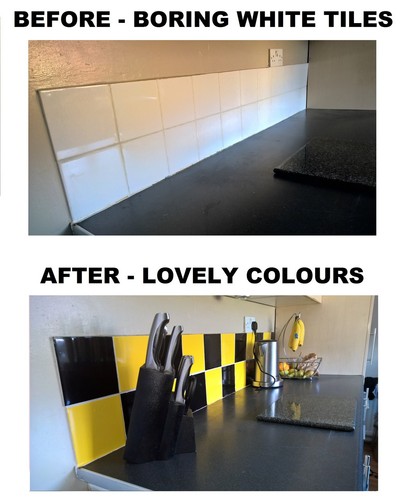 Tile stickers transfers black - tile,