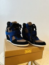 ASH Bowie Multi Wedge Trainers,  Black, Stone & Cobalt Blue Suede (UK 5 / EU 38)