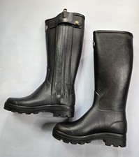 LE CHAMEAU CHASSEUR LEATHER LINED MEN'S BLACK WELLINGTON BOOT MADE IN FRANCE