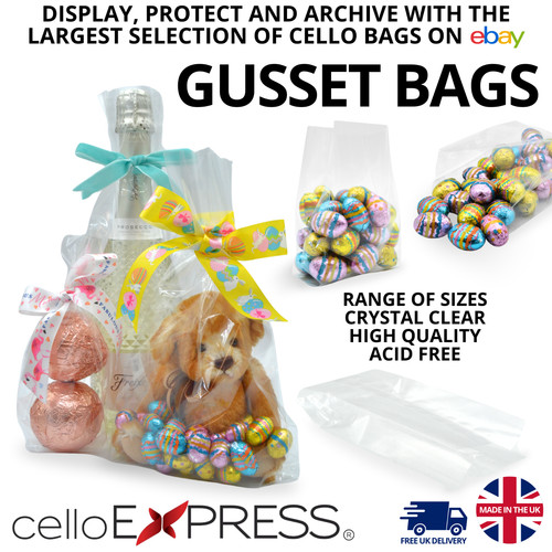 Clear cellophane gusset bag - cellophane,