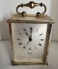 Vintage Swiza 8-Day Swiss Alarm Clock - Silver-Tone Carriage Clock - For Repair