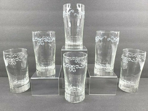 Libbey clear floral etched - 6,