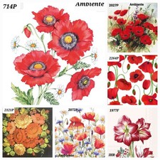 6 x  MIXED table Paper Napkins,Decoupage/art/Craft/Vintage/poppies 