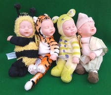 ANNE GEDDES “SLEEPING BABY BEE, BUTTERFLY, TIGER AND FAIRY” 4 BEAN FILLED DOLLS
