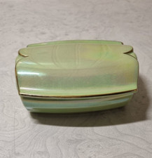 Vintage Carlton Ware Lime Green Iridescent Lustre Lidded Trinket Pot Box