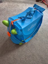Trunki Kids Ride-On Suitcase Pull-Along Complete Blue and Green with Strap