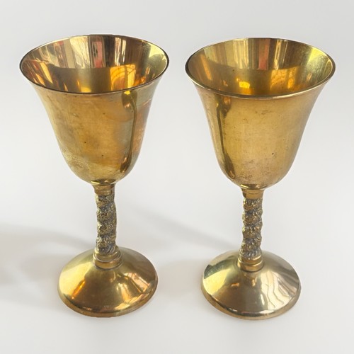 Vintage pair brass goblets - pair,