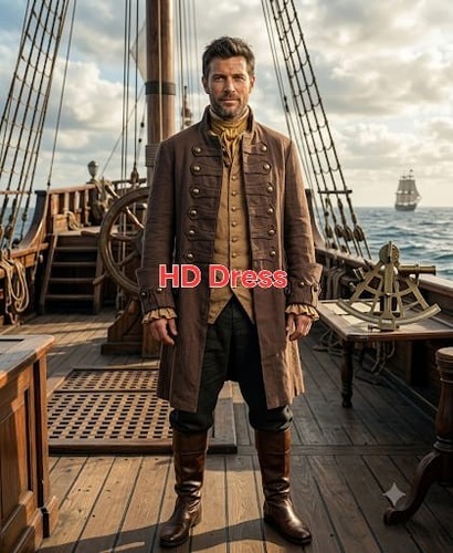 Handmade wool pirate coat - wool,