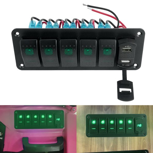 Gang led light green rocker - gang,