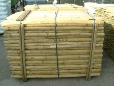 10 x 2.4m (8ft) x 50mm ROUND & POINTED FENCE POSTS / TREE STAKE
