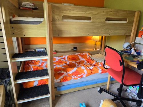 Oak bunk bed with - bunk,