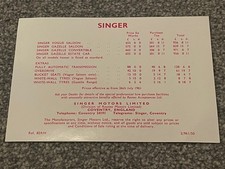 SINGER PRICE LIST - Pub.No