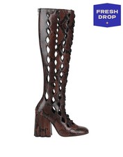 RRP €1002 MARNI Leather Cut Out Heeled Boots US10 UK7 EU40 Snakeskin Pattern