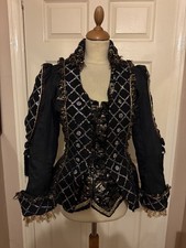 WOMENS BLACK & SILVER PANTOMIME COSTUME PRINCE TUNIC PANTO THEATRE THEATRICAL 🖤