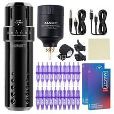 Mast Tattoo Kit Flip Tattoo Machine 7 Strokes Rotary Pen Battery Pro Cartridges