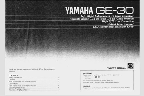 Yamaha stereo graphic - yamaha, ge-30