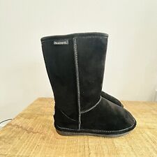 New Without Box  Bear Paw Women's Elle Tall Suede  Boots  Black Size 9 Faux Fur