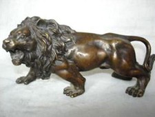 Antique Old Bronze lions Statue Tibet Fu Foo Dog lion copper statues figurine