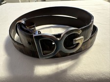 D&G Dolce And Gabbana Leopard Pattern Brown Leather skinny Belt. Size 28