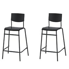 2 x Black Bar Stool Set