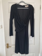 Fenn Wright Manson Black Beaded Dress Size 12 Petite Party Cocktail Event 