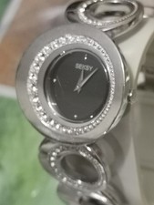 Ladies Seksy Eclipse Watch 4798 Silver black Dial New Battery Fitted