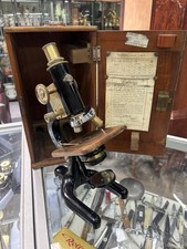 W R Prior & Co Microscope 1938 with Wooden Case Antique