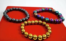 3 Pcs x Black Gold Leklai Bracelet Beads Mala Gemstone wealth Lucky Thai Amulet